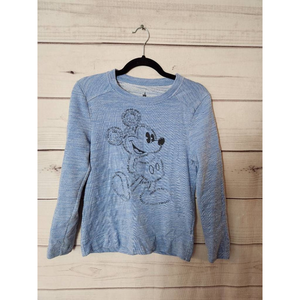 Mickey Mouse Disney Parks Womens Pullover Sweatshirt Blue White Heathered XS‎